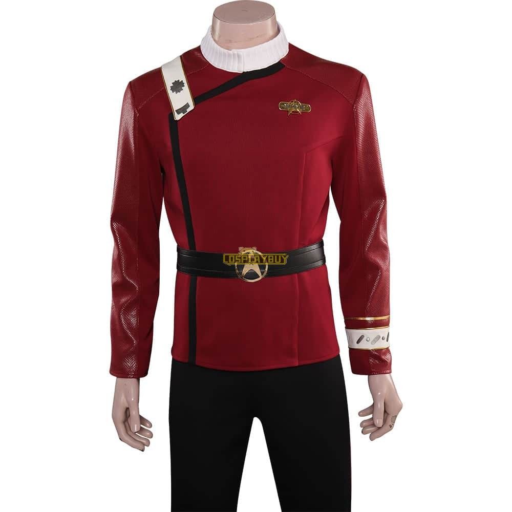 TV Star Trek Strange New Worlds Captain Christopher Pike Red Uniform Set Costume Suit Cosplay