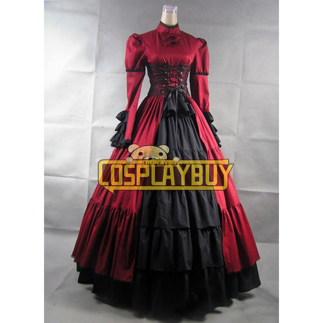 Victorian Lolita Steampunk Corset Gothic Lolita Dress Gown Prom Red