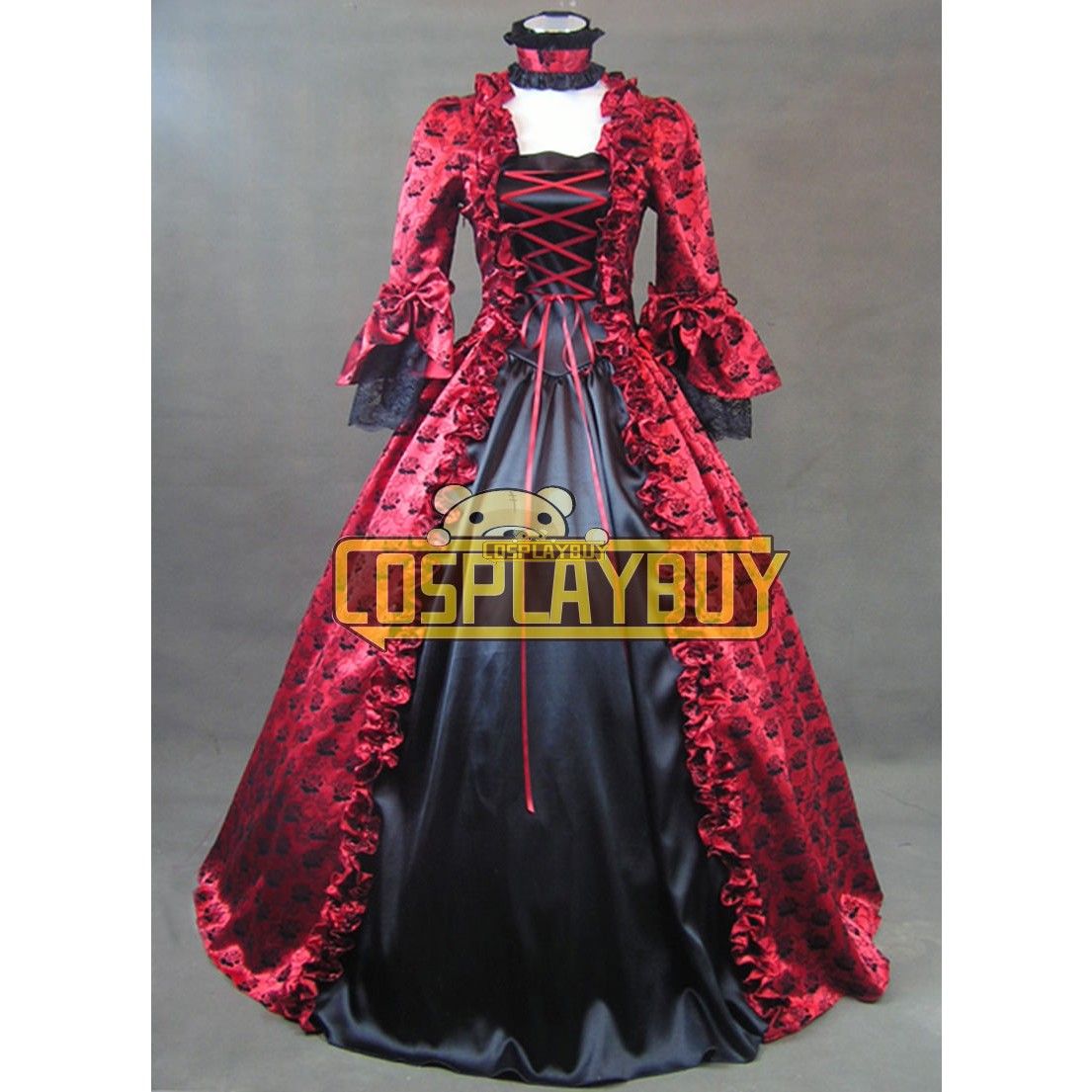 Victorian Lolita Satin Wedding Gothic Lolita Dress Gown Prom Red