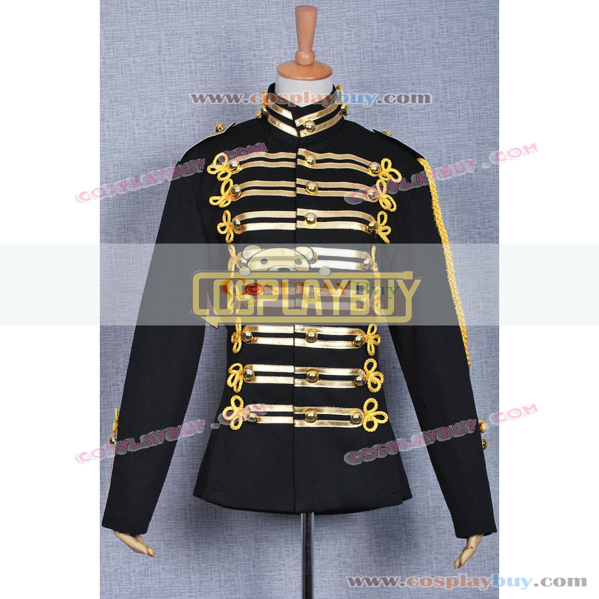 Michael Jackson Military Prince Gold Stripe Black Jacket Cosplay Costume