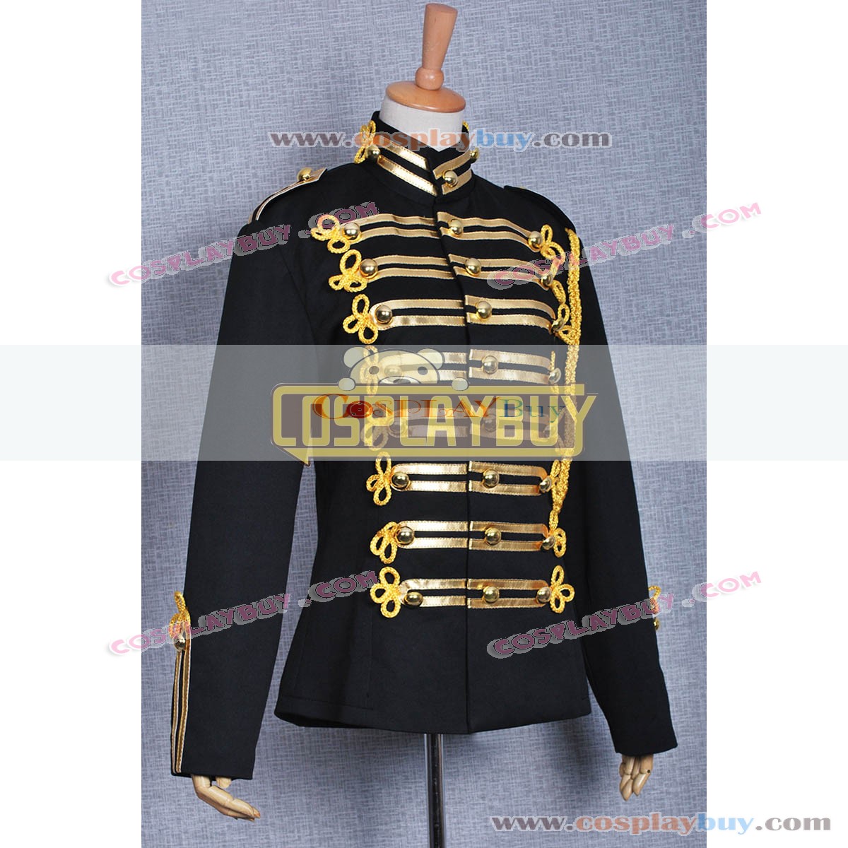 Michael Jackson Military Prince Gold Stripe Black Jacket Cosplay Costume