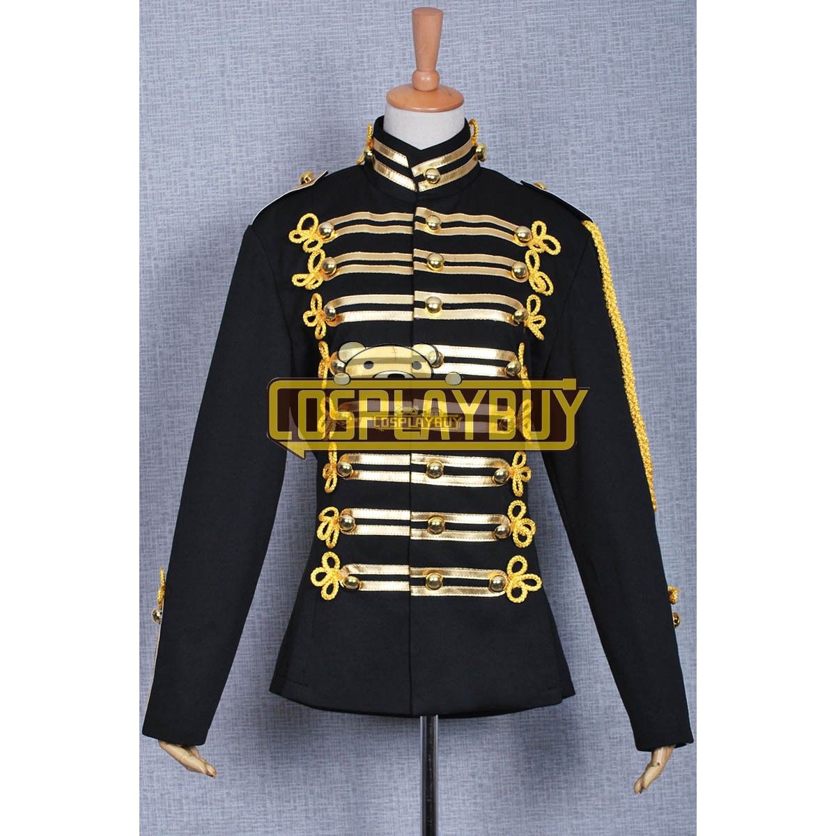 Michael jackson black jacket with gold discount
