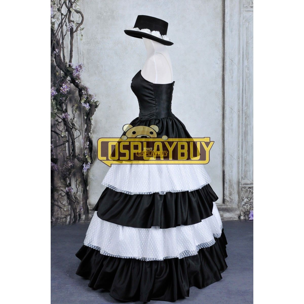 One Piece Cosplay Costume Perona Formal Dress Black White