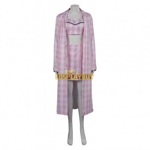 2023 Barbie Margot Robbie Barbie Pink Plaid Set Cosplay Costume