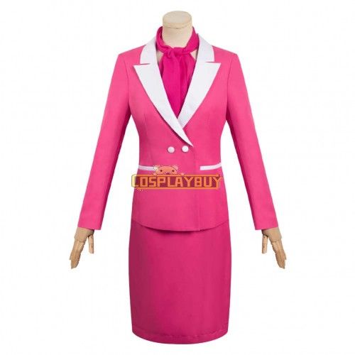 2023 Barbie Movie Margot Robbie Barbie Pink Uniform Skirt Set Cosplay Costume