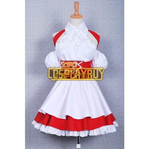 Chobits Cosplay Chii Red White Maid Dress