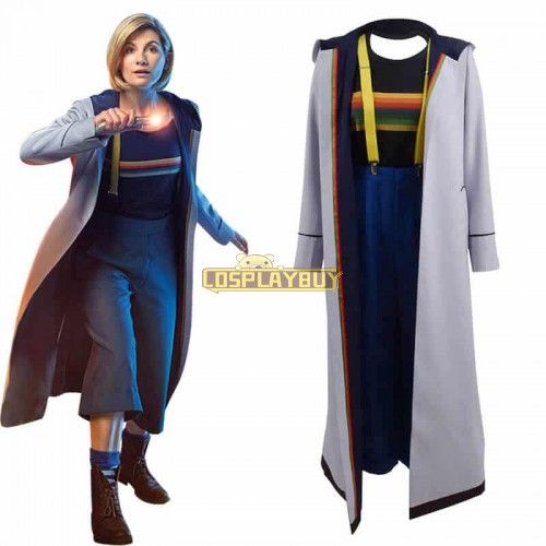 Doctor Who 13th Doctor Long Trench Coat Grey Cosplay Costume