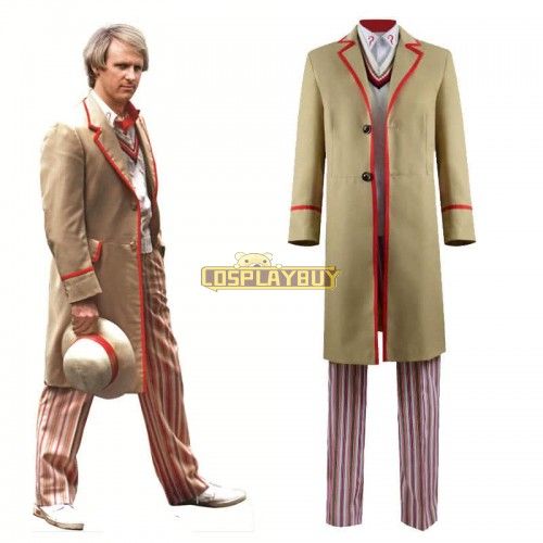 Doctor Who fifth 5th Doctor Cospaly Costume Beige Coat Full Set Outfit