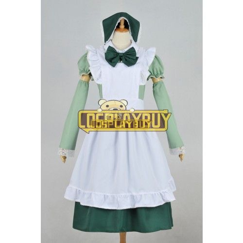 Hetalia Cosplay Hungary Maid Dress Green Headpiece