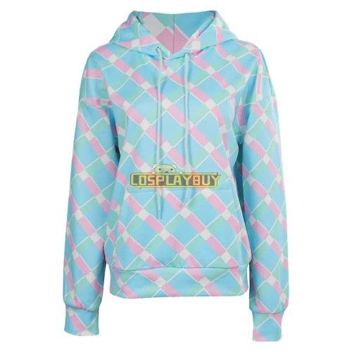 Movie Barbie 2023 Barbie Blue Plaid Hoodie Cosplay Costume Women