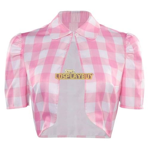 Movie Barbie 2023 Barbie Pink Lattice Short-sleeved Vest Cosplay Costume
