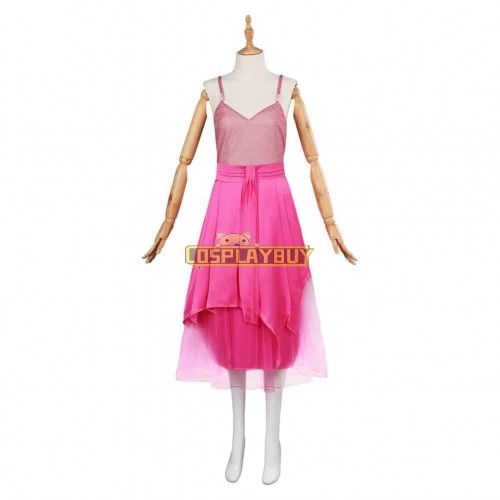 Movie Barbie 2023 Barbie Pink Yarn Halter Dress Cosplay Costume