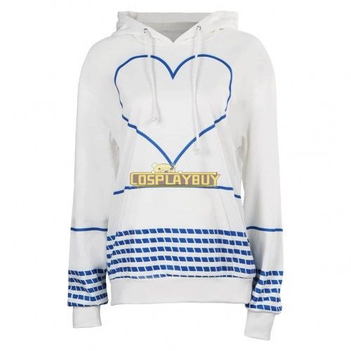 Movie Barbie 2023 Barbie White Sweat Heart Hoodie Cosplay Costume