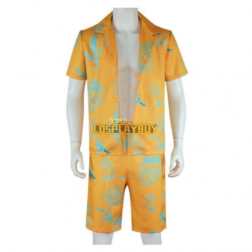 Movie Barbie 2023 Ken Cosplay Costume Yellow Beachwear