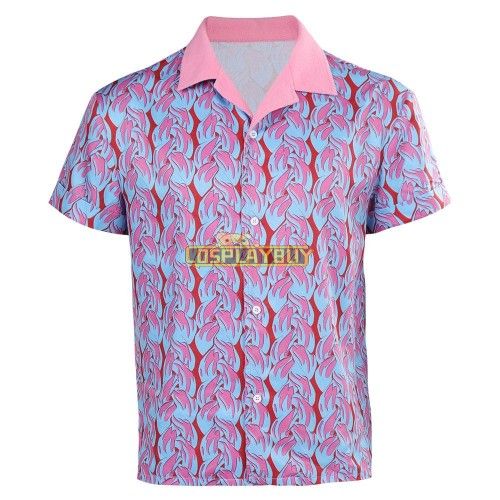 Movie Barbie 2023 Ken Pink Printed Cosplay Costume