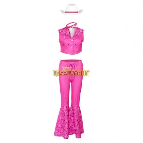 Movie Barbie 2023 Margot Robbie Barbie Pink Western Cowboy Set Cosplay Costume