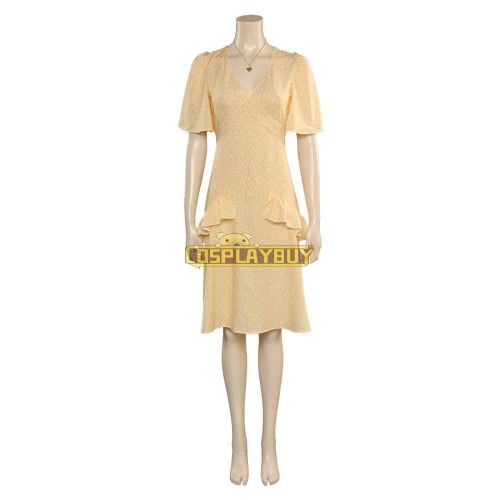 Movie Barbie 2023 Margot Robbie Barbie Yellow Dress Cosplay Costume