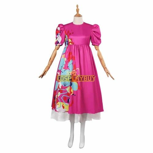 Movie Barbie 2023 Weird Barbie Rose Pink Dress Cosplay Costume