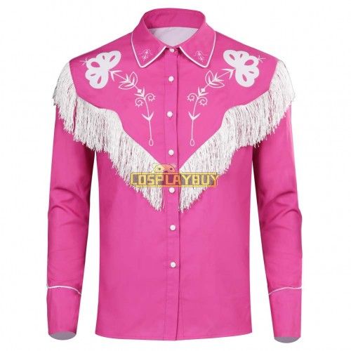 Movie Barbie Ken Pink Retro Tassels Hippie Jacket Cosplay Costume Pink -Coshduk