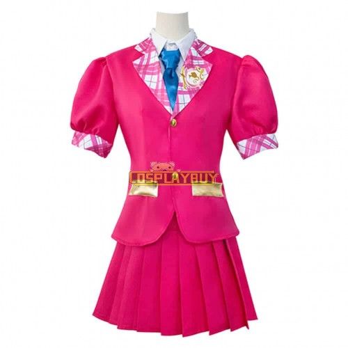 Movie Barbie:Princess Charm School Sophia Pink School Uniform Adult Cosplay Costume