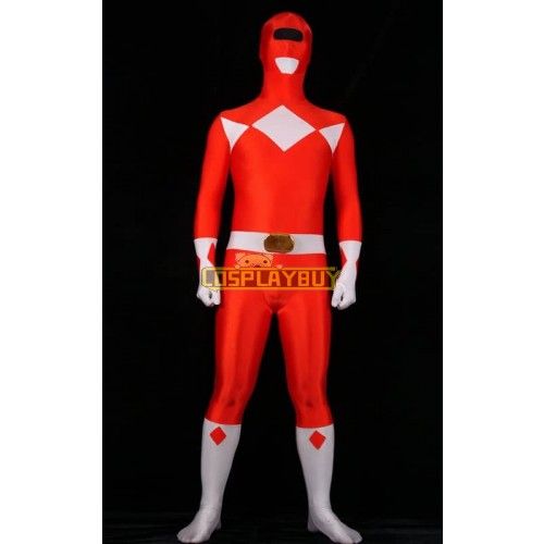 Red Spandex Power Rangers Superhero Zentai Body Costume