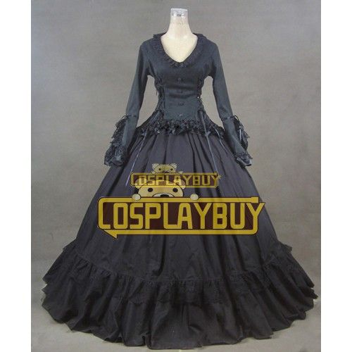Victorian Lolita Brocade Gothic Lolita Dress Black