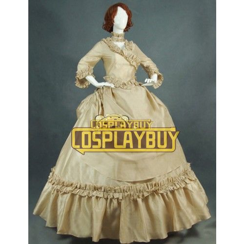 Victorian Lolita Bustle Period Reenactment Gothic Lolita Dress Beige