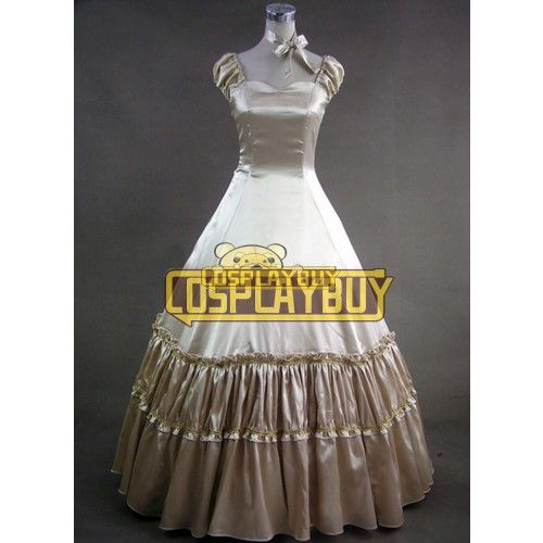 Victorian Lolita Civil War Gothic Lolita Dress Satin Beige