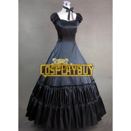 Victorian Lolita Civil War Gothic Lolita Dress Satin Black