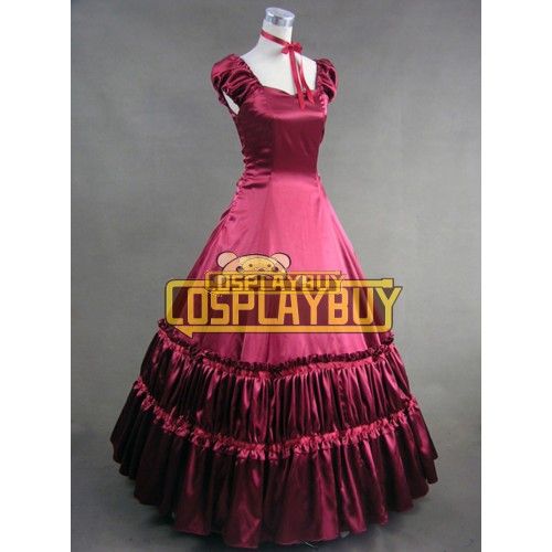 Victorian Lolita Civil War Gothic Lolita Dress Satin Red