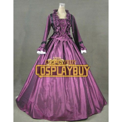 Victorian Lolita Civil War Satin Evening Gothic Lolita Dress Dark Mauve