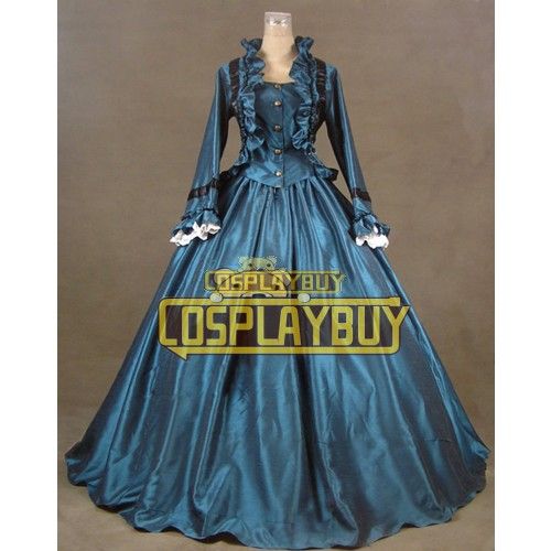 Victorian Lolita Civil War Satin Evening Gothic Lolita Dress Emerald