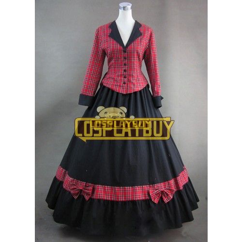 Victorian Lolita Civil War Tartan Gothic Lolita Dress Red