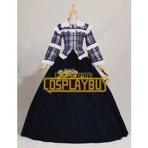 Victorian Lolita Civil War Tartan Theater Gothic Lolita Dress Blue