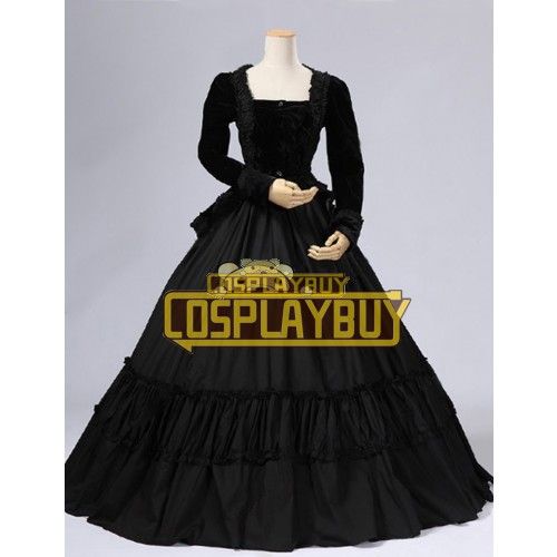 Victorian Lolita Civil War Velvet Gothic Lolita Dress Black