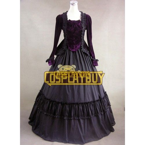 Victorian Lolita Civil War Velvet Gothic Lolita Dress Purple