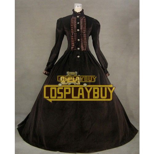Victorian Lolita Civil War Velvet Punk Lolita Dress Brown