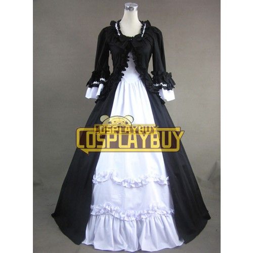 Victorian Lolita Colonial Renaissance Gothic Dress Black
