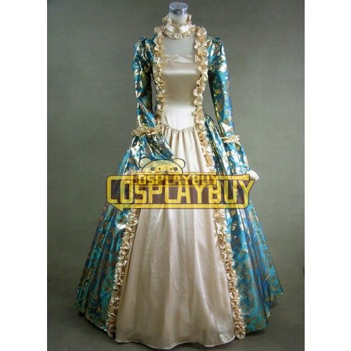 Victorian Lolita Georgian Reenactment Gothic Dress Blue