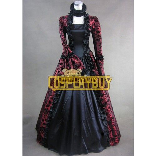 Victorian Lolita Georgian Reenactment Gothic Dress Red