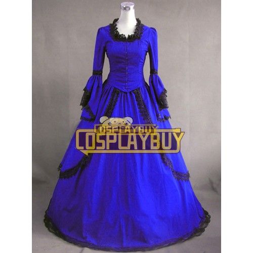 Victorian Lolita Lace Marie Antoinette Gothic Lolita Dress Blue