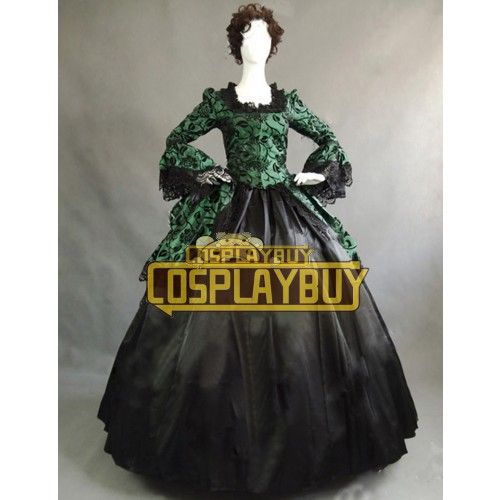 Victorian Lolita Marie Antoinette Brocade Gothic Lolita Dress Green Floral