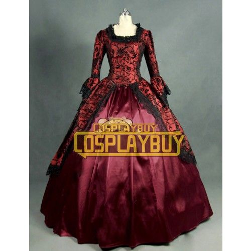 Victorian Lolita Marie Antoinette Brocade Gothic Lolita Dress Wine Floral