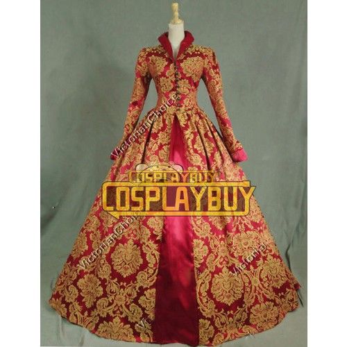 Victorian Lolita Queen Elizabeth Tudor Historical Gothic Lolita Dress Burgundy Floral