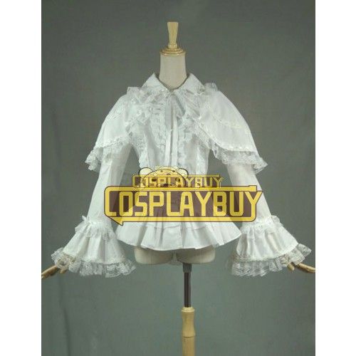 Victorian Lolita Reenactment Lace Ruffle Blouse Gothic Lolita Dress White