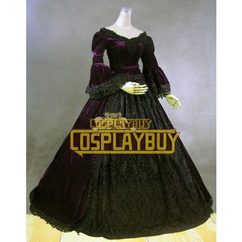 Victorian Lolita Reenactment Period Velvet Lace Gothic Lolita Dress 