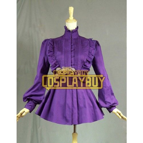 Victorian Lolita Reenactment Romantic Ruffle Blouse Gothic Lolita Dress Purple