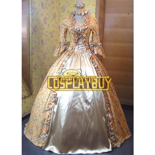 Victorian Lolita Reenactment Stage Antique Gothic Lolita Dress Maize Floral