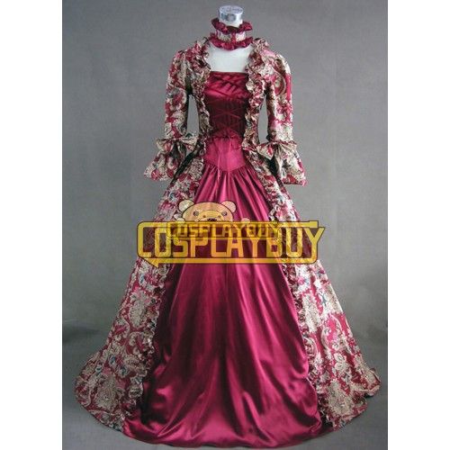 Victorian Lolita Reenactment Stage Antique Gothic Lolita Dress Wine Floral