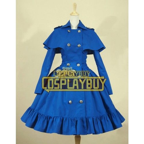 Victorian Lolita Reenactment Stage Cape Coat Gothic Lolita Dress Blue